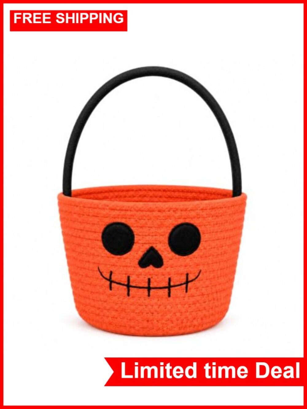 Halloween Trick or Treat Basket - Cotton Rope Candy Bucket